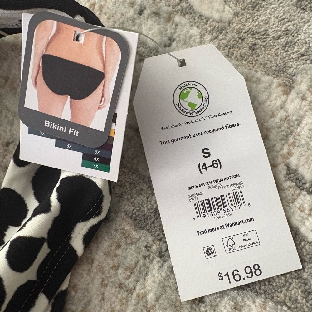 Black and Cream Animal Print Swim Bottom - Picture 7 of 8